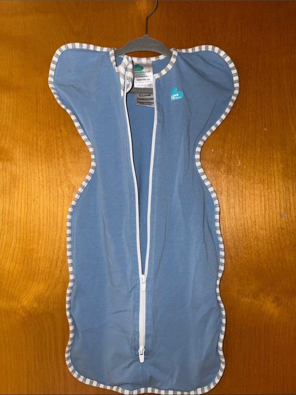 Love to Dream Blue Baby Swaddle with White Trim